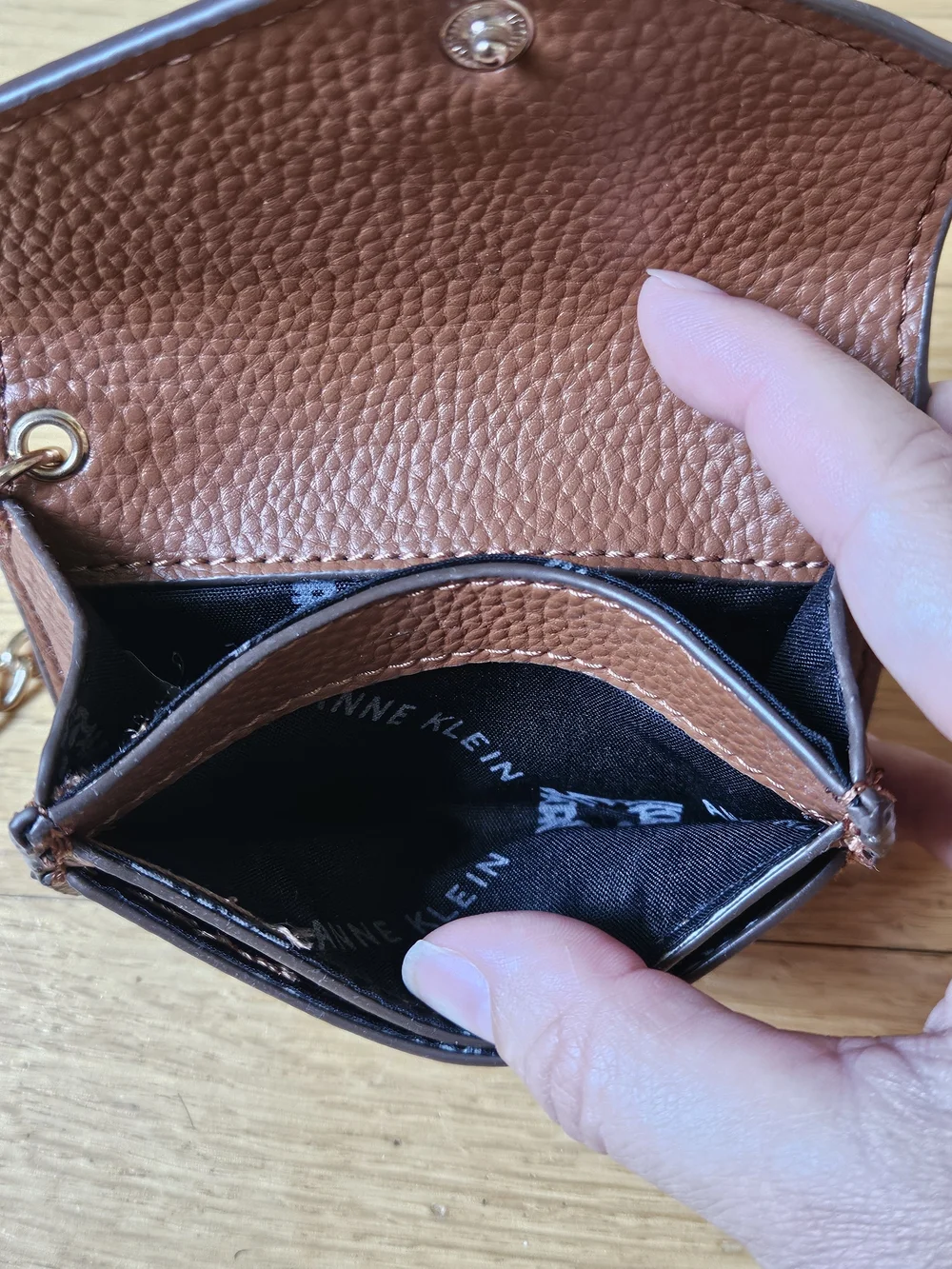 Anne Klein Brown Pebbled Wallet  with Keychain Accent